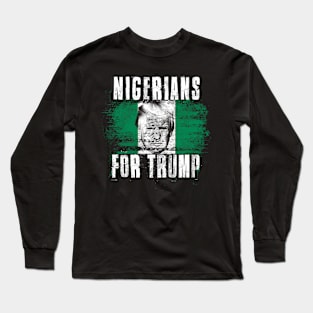 Nigerians For Trump - Trump 2020 Patriotic Flag Long Sleeve T-Shirt